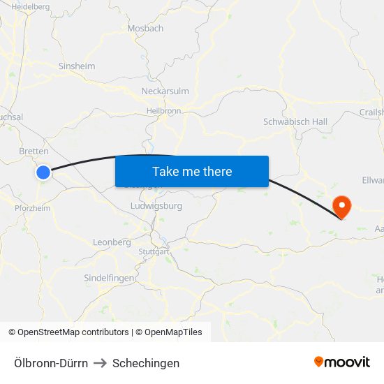 Ölbronn-Dürrn to Schechingen map