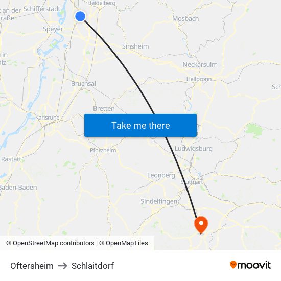 Oftersheim to Schlaitdorf map