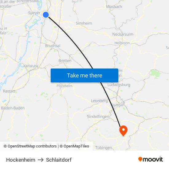 Hockenheim to Schlaitdorf map