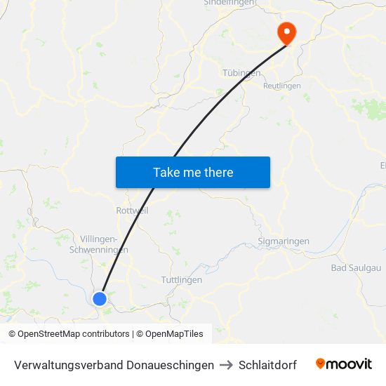 Verwaltungsverband Donaueschingen to Schlaitdorf map