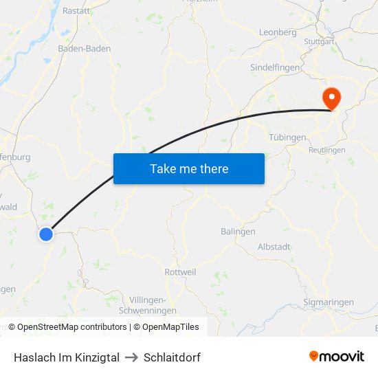 Haslach Im Kinzigtal to Schlaitdorf map