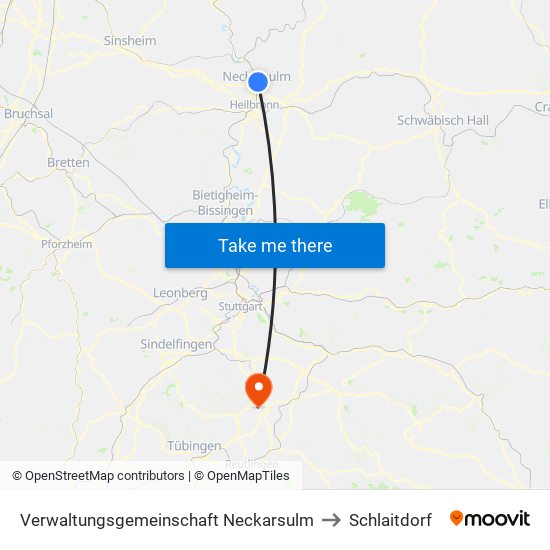 Verwaltungsgemeinschaft Neckarsulm to Schlaitdorf map