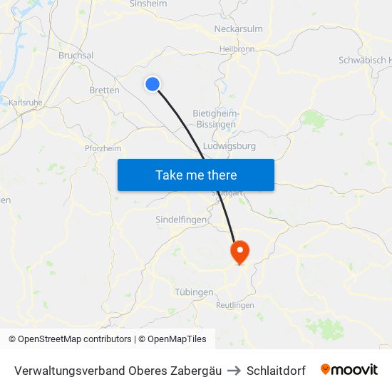 Verwaltungsverband Oberes Zabergäu to Schlaitdorf map