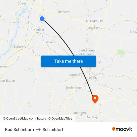 Bad Schönborn to Schlaitdorf map