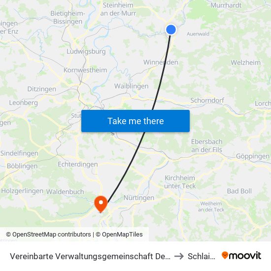 Vereinbarte Verwaltungsgemeinschaft Der Stadt Backnang to Schlaitdorf map