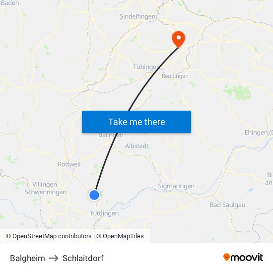 Balgheim to Schlaitdorf map