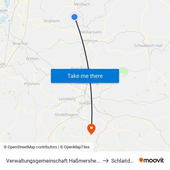 Verwaltungsgemeinschaft Haßmersheim to Schlaitdorf map