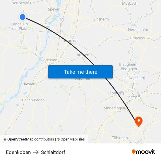 Edenkoben to Schlaitdorf map