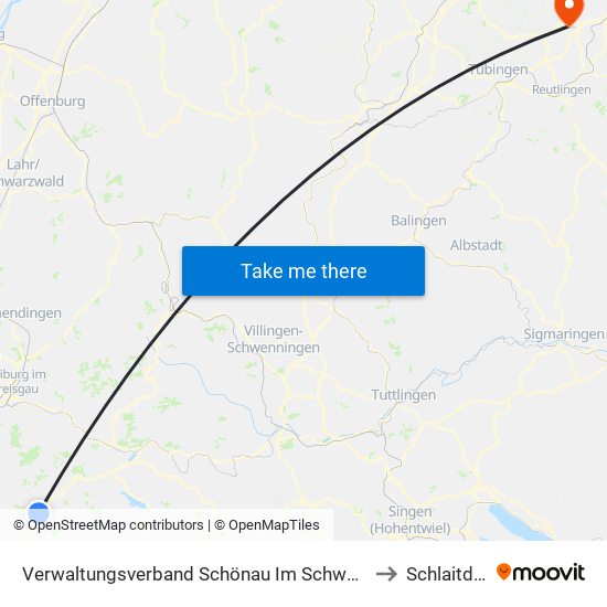 Verwaltungsverband Schönau Im Schwarzwald to Schlaitdorf map