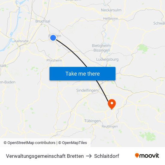 Verwaltungsgemeinschaft Bretten to Schlaitdorf map