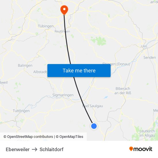 Ebenweiler to Schlaitdorf map