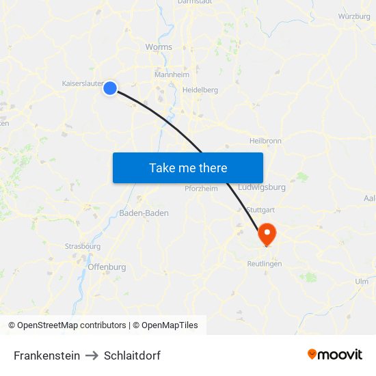 Frankenstein to Schlaitdorf map