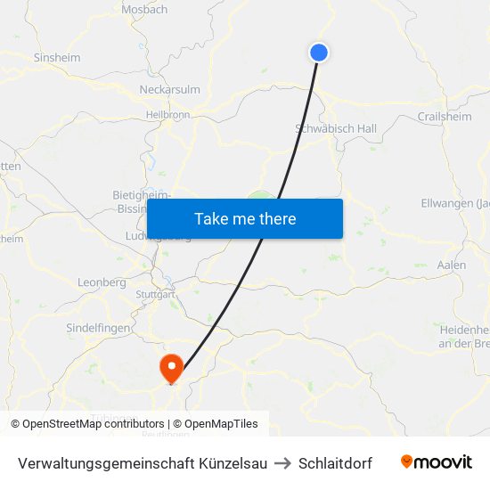 Verwaltungsgemeinschaft Künzelsau to Schlaitdorf map