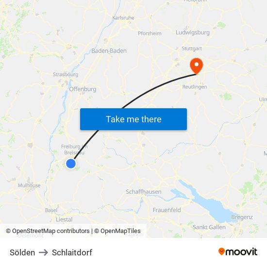 Sölden to Schlaitdorf map