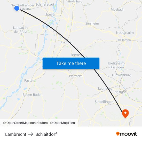 Lambrecht to Schlaitdorf map