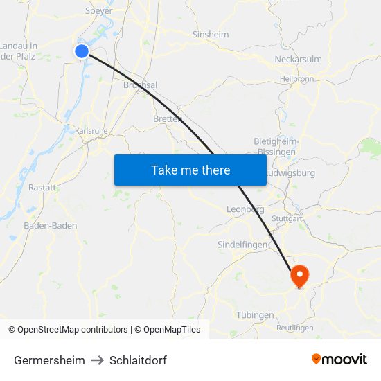 Germersheim to Schlaitdorf map