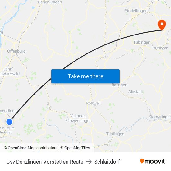 Gvv Denzlingen-Vörstetten-Reute to Schlaitdorf map