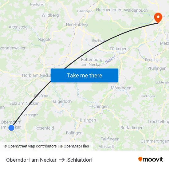 Oberndorf am Neckar to Schlaitdorf map