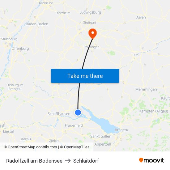 Radolfzell am Bodensee to Schlaitdorf map