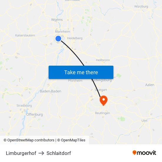 Limburgerhof to Schlaitdorf map