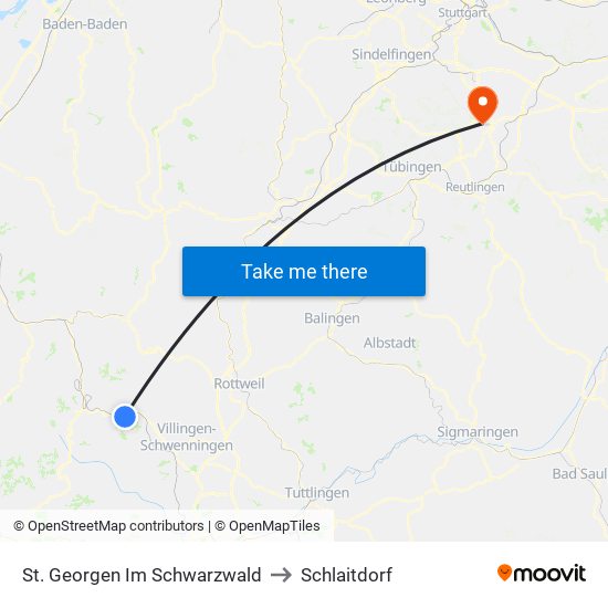 St. Georgen Im Schwarzwald to Schlaitdorf map