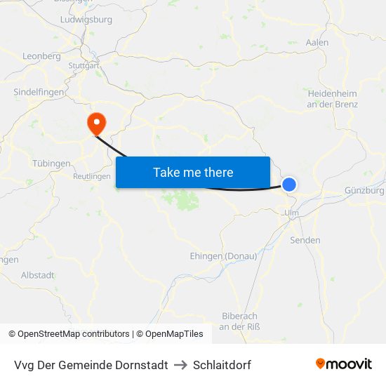 Vvg Der Gemeinde Dornstadt to Schlaitdorf map