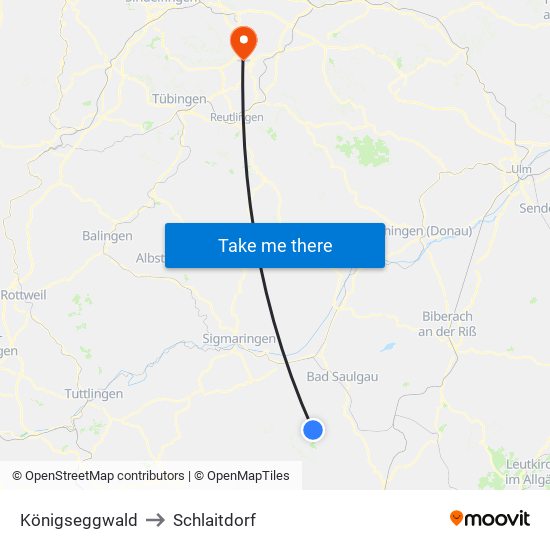 Königseggwald to Schlaitdorf map