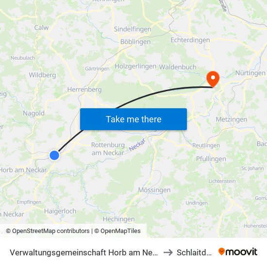 Verwaltungsgemeinschaft Horb am Neckar to Schlaitdorf map
