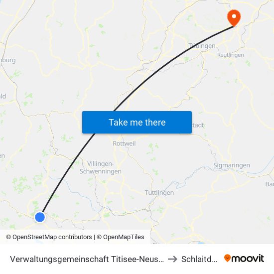 Verwaltungsgemeinschaft Titisee-Neustadt to Schlaitdorf map