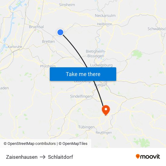 Zaisenhausen to Schlaitdorf map