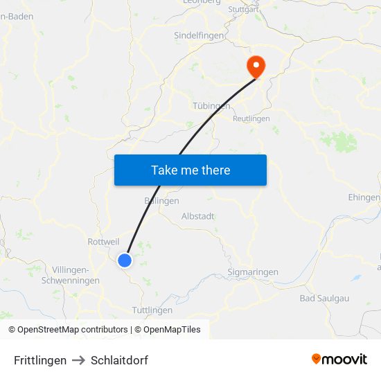 Frittlingen to Schlaitdorf map