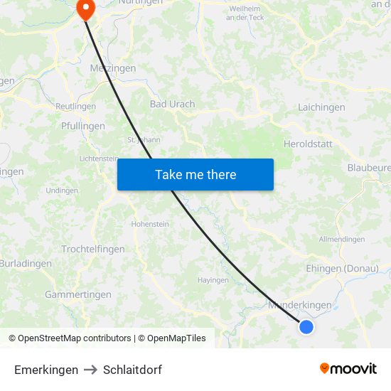 Emerkingen to Schlaitdorf map
