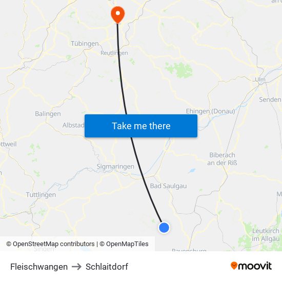 Fleischwangen to Schlaitdorf map