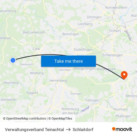 Verwaltungsverband Teinachtal to Schlaitdorf map