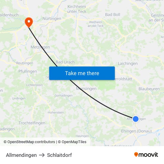 Allmendingen to Schlaitdorf map