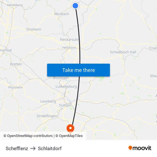 Schefflenz to Schlaitdorf map