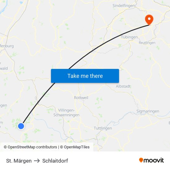 St. Märgen to Schlaitdorf map