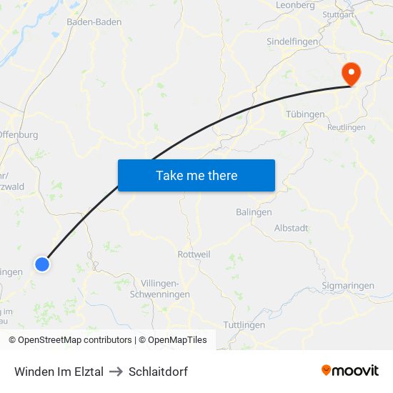 Winden Im Elztal to Schlaitdorf map