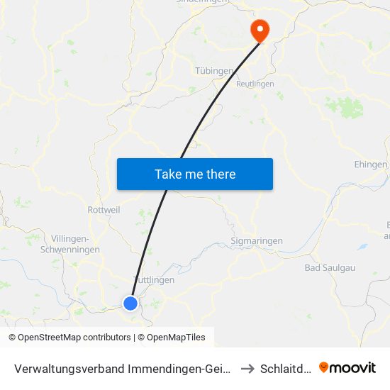 Verwaltungsverband Immendingen-Geisingen to Schlaitdorf map