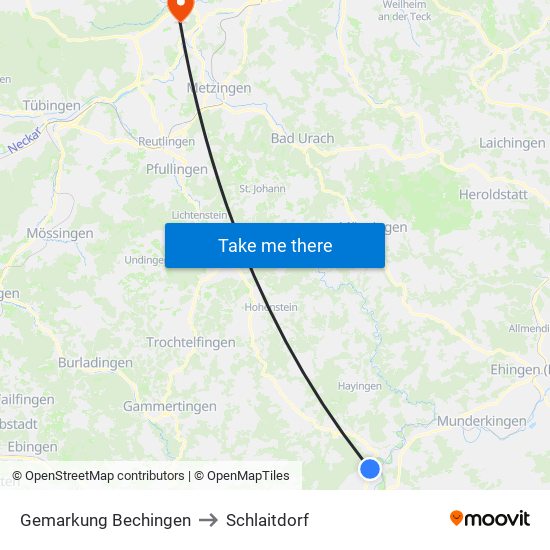 Gemarkung Bechingen to Schlaitdorf map