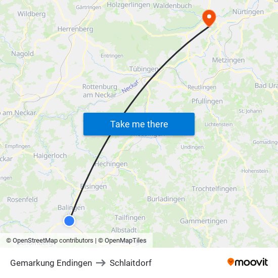 Gemarkung Endingen to Schlaitdorf map