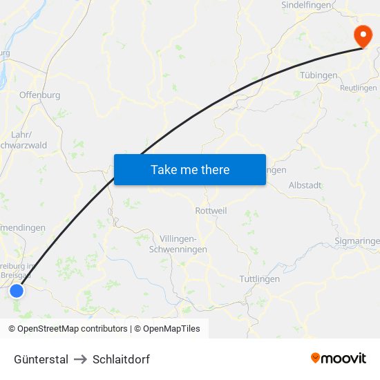 Günterstal to Schlaitdorf map