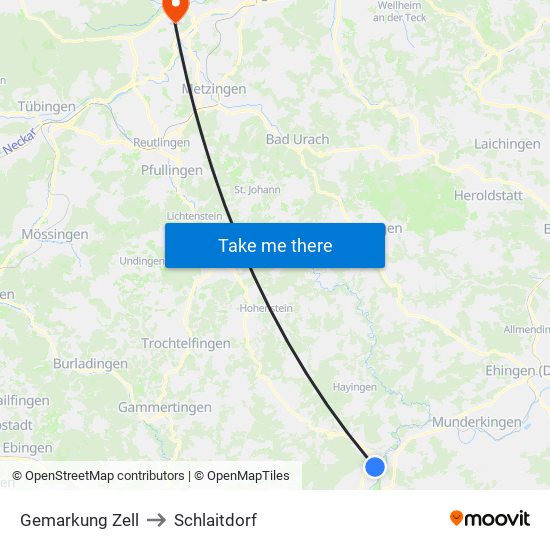 Gemarkung Zell to Schlaitdorf map