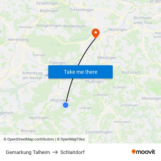 Gemarkung Talheim to Schlaitdorf map