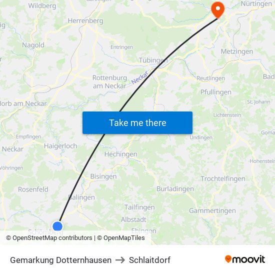 Gemarkung Dotternhausen to Schlaitdorf map