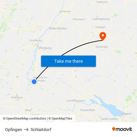 Opfingen to Schlaitdorf map