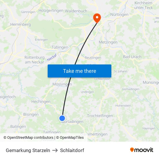 Gemarkung Starzeln to Schlaitdorf map