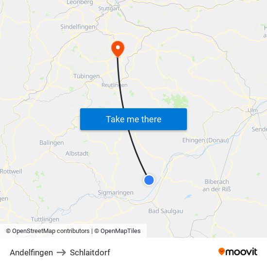Andelfingen to Schlaitdorf map