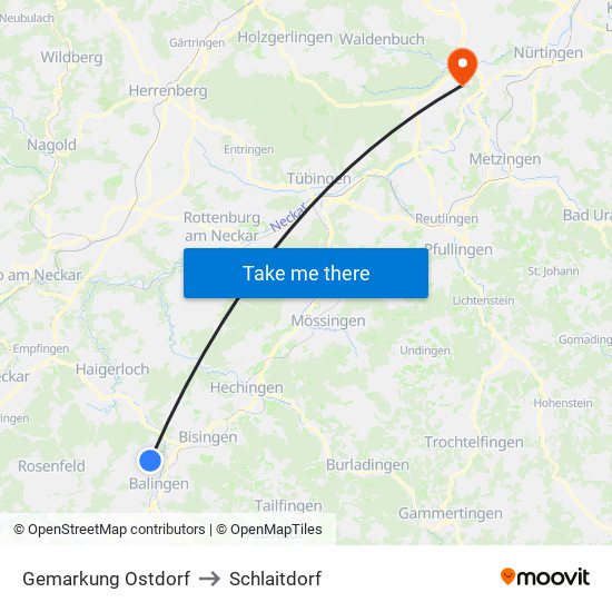 Gemarkung Ostdorf to Schlaitdorf map