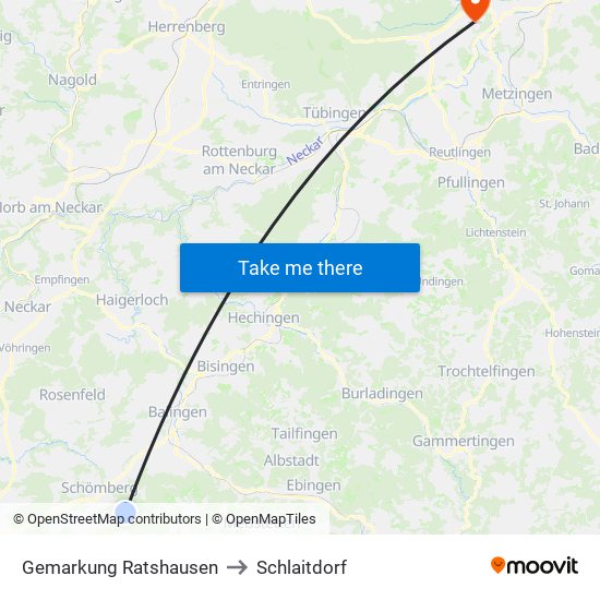 Gemarkung Ratshausen to Schlaitdorf map